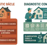 Diagnostic bâclé vs. complet pour une rénovation maison de maître. Le premier mène à des problèmes cachés, budget explosé et travaux à refaire. Le second assure une planification fiable.