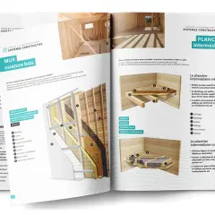 Plan ossature bois technique : détails de mur et planchers intermédiaires, visibles ou cachés, pour une construction moderne et adaptable.