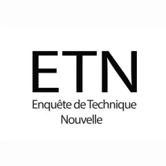 ETN : Enquête de Technique Nouvelle. Ce logo minimaliste, avec ses lettres noires audacieuses sur fond blanc, évoque la recherche et l'innovation.