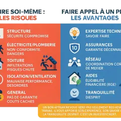 Comparaison des risques du bricolage et des avantages de faire appel à un professionnel pour un ordre travaux rénovation.