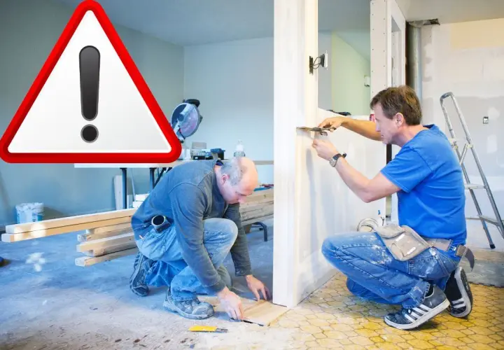 Attention ! Deux ouvriers travaillent sur un chantier, peut-être pour une future éco construction.