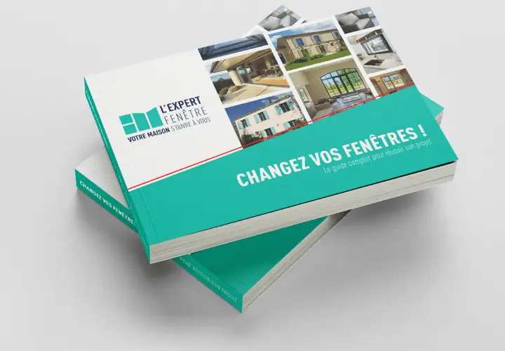 Brochure "Changez vos fenêtres !" présentant divers types de fenêtres et leur installation.