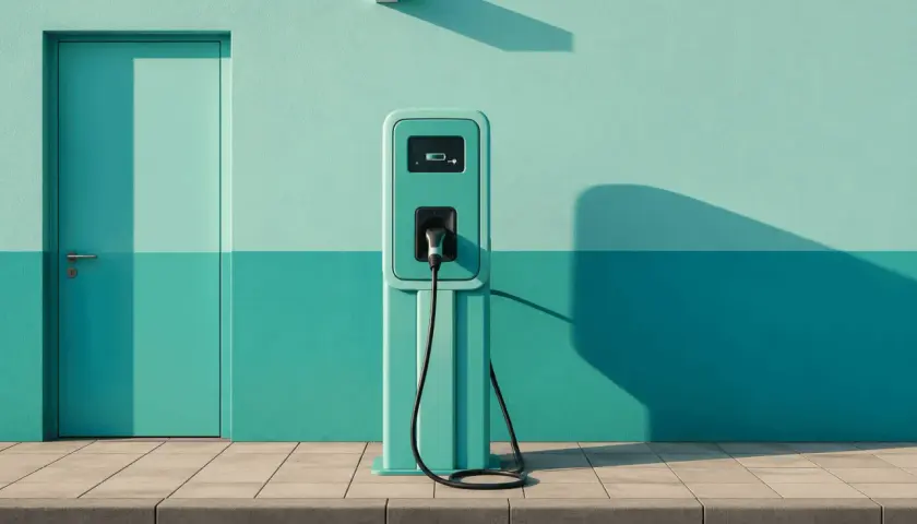 Borne de recharge électrique, prête à alimenter un véhicule. La loi encourage ces installations pour un avenir plus vert.