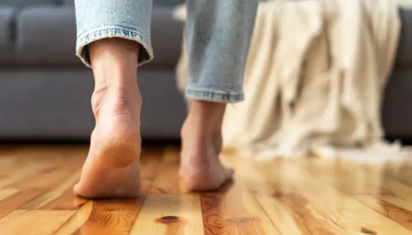 Pieds nus sur un plancher de bois chauffant, le confort est palpable. Le coût d'un plancher chauffant est vite oublié face à cette sensation.
