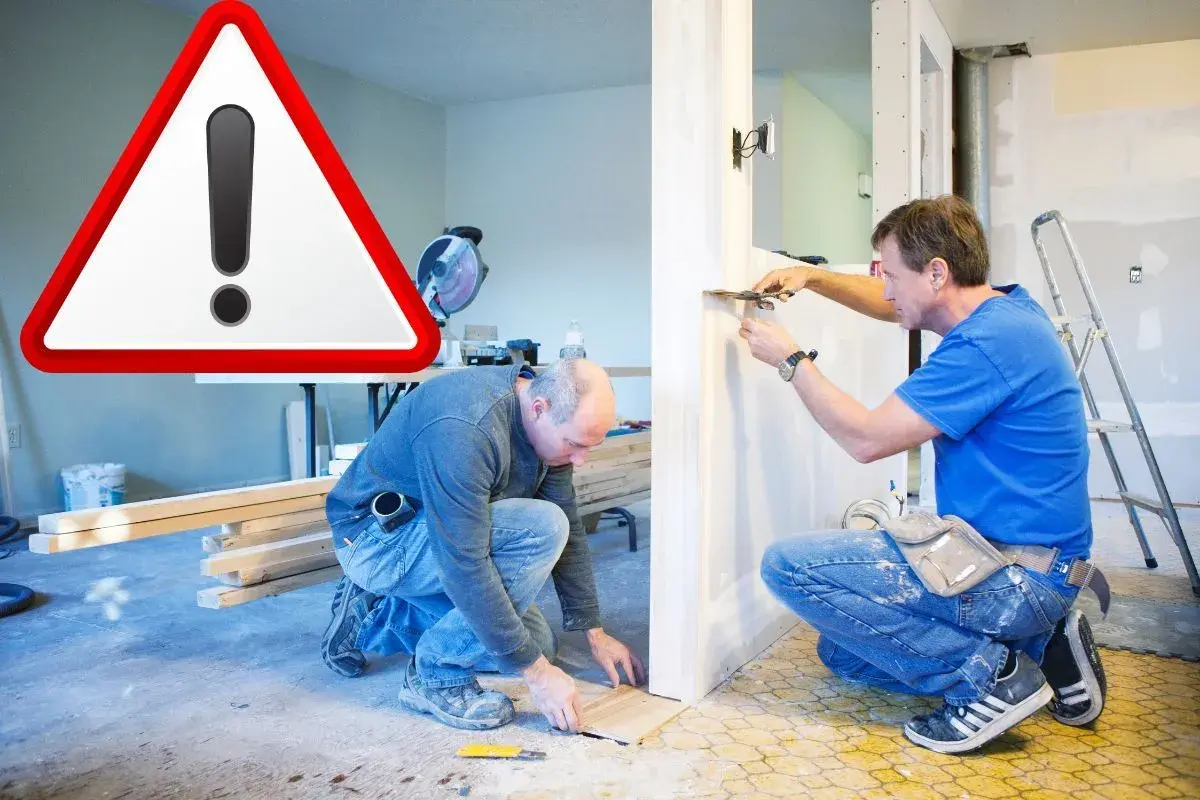 Attention ! Deux ouvriers travaillent sur un chantier, peut-être pour une future éco construction.
