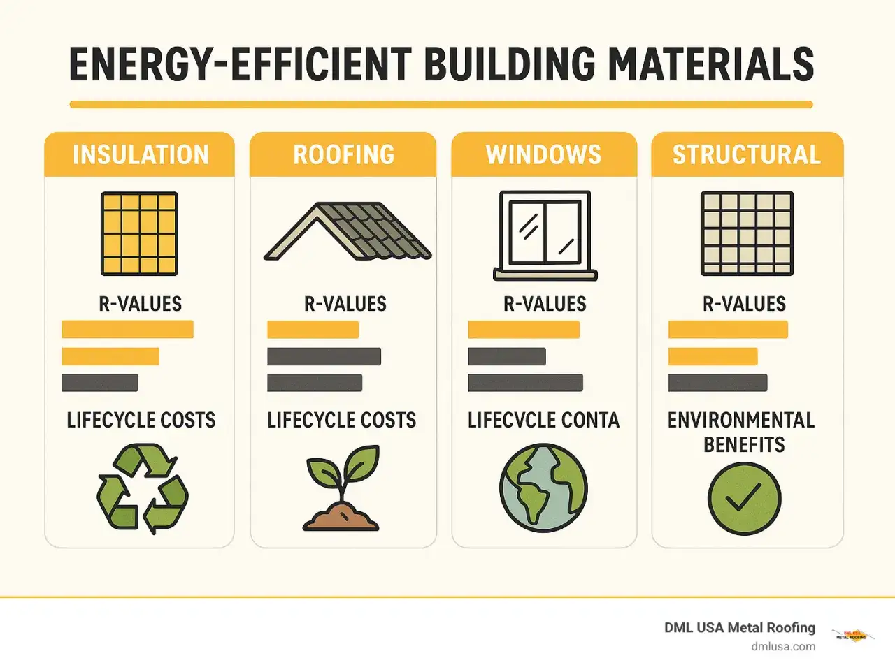 Comparaison des matériaux de construction écoénergétiques : isolation, toiture, fenêtres, structure. Aide à choisir quel isolant choisir pour optimiser R-values et coûts.